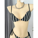2026 New Striped Bikini Women Swimwear Female Swimsuit High Cut Leg Padded Bather Bathing Suit Swim Two-pieces Bikini set K8071