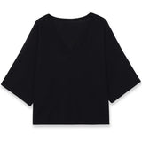 Fashion Casual Short Sleeve Knit Top Women Black White V Neck T Shirt Loose Fit Casual Short Sleeved Top For Summer Elegant E9OJ