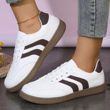 Plus Size 44 Women's Stripe Flats Fashion Lace Up Platform German Training Shoes Women Comfortable Non Slip Low Top Sneakers