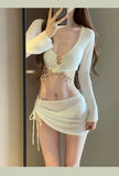 Women's Bikini Women's Four Piece Set, Split Fashion Skirt Style, Hollow Out, Conservative, Seaside Hot Spring Soaking