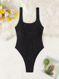 DEKA  Summer Solid Sexy Backless Shiny Swimsuit Women One Piece Swimwear Beach Wear Slimming Bathing Suit