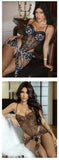 Leopard print sexy nightgown with underwire push-up jumpsuit and apron set | Free Pajamas w/ Purchase