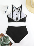 Women's Plus Size Triangle Halter Cross Back Bikini Set - European American Style Separable Swimsuit