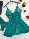 New Summer Erotic Pajamas Home Wear Dress Sexy Lingerie Floral Lace Romantic Nightgown Sheer Seductive Panties Porn Nightdress