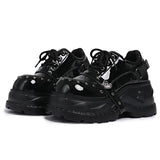2026 Chunky Platform Punk Sneakers Women Belt Decor Lace Up Thick Bottom Vulcanized Shoes Woman Heighten Rivets Goth Shoes Mujer