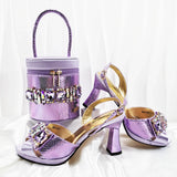 doershow new come Matching Women Shoe and Bag Set Decorated colorful Nigerian Shoes and Bag Set Italy Shoes and Bag set  HF1-1