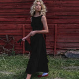 Chic Elegant O-neck Sleeveless Backless A-line Long Dresses Red Black 2026 Summer High Waist Tunics Zip-up Party Evening Dress