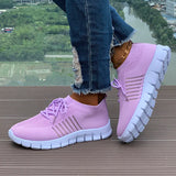 Spring Autumn Solid Breathable Mesh Flat Shoes Women Plus Size Non Slip Sock Sneakers Woman Comfortable Soft Sole Sport Shoes