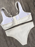Sexy Sport Button Bikini 2025 Bandeau Swimwear Women Ribbed Swimsuit Female Two pieces bikini set Bathers Push Up Bathing Suit