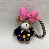 Original handmade cute girl heart bear pendant bag pendant colourful rope plush pendant doll dolls