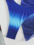 sexy tie dye print halter bikinis sets 3pcs with cover mesh skirt thong swimsuit bathing suit beach outfits biquini tankini