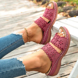 Vinatge Hollow Out Platform Sandals Women Lightweight Plus Size Wedges Sandles Woman Comfortable Thick Sole Casual Sandalias 43