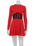 FDYOUI 2026 Sexy Mesh Patchwork A-line Short Dress Streetwear Women's O-neck Long Sleeve High Waist Tuncs Party Club Dresses