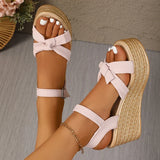 Summer Chunky Platform Sandals Women Plus Size 43 Ankle Buckle Wedge Heels Sandals Woman Thick Bottom Gladiator Sandalias Mujer