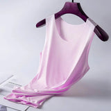 Women Bottoming Vest Sleeveless Ice Silk Seamless Stretchy Round Neck Dry Dry Cooling Camisole Summer Office Vacation Basic Top