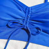 Wrinkled Knotted Shorts High Waist Bikini Female Swimsuit Women Swimwear Two-pieces Bikini Set Tankini Bathing Suit Swim Beach