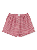 Women’s Plaid Print Shorts Elastic Low Waist Button Front Lounge Shorts Boxers Streetwear