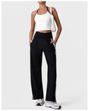 New Contrasting Striped Yoga Sets Women Hanging Neck Slim Sports Vest Gym Outfits High Waist Pocket Pants Running Fitness Suits