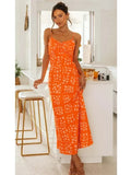 Foridol Ruffles Straight Elegant Women's Dress Summer Printed Boho Beach Maxi Dress Spaghetti Strap Floral Blue Sundress 2025