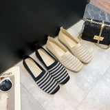 Spring and Autumn Flat Shoes Fashion Leisure Women's Flat Shoes Square Toe Knitting Elastic Comfortable Slip-on Boutique Shoes