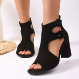 Fashion Square Toe Open Toe One Strap Non-slip Wear-resistant Temperament High Heels Women's Block Heel Sandals