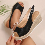 Lightweight Peep Toe Wedges Sandals Women 2026 Summer Back Strap Platdorm Sandles Woman Plus Size 43 Comfy Thick Sole Sandalias