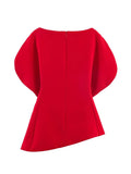 Women's Fashionable Elegant Versatile Puff Sleeve Top Women Boat Neck Puff Sleeve Hem Blouse Solid Color Slim Fit Top ASH4