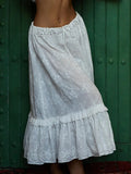 White Cotton Summer Skirt Women Embroidery A-line Long Skirt Spring Lace Up Beach Bobho Skirt Bottoms High Quality Faldas Mujer
