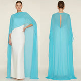 Women's Sheer Chiffon Cape Bat Sleeve Floor Length Shawl Elegant Cover Up Tops Party Evening Cape Blouse f