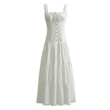 Bowknot White Summer Women's Dress Elegant Tank Beach Long Sundress Vestidos Sleeveless Holiday Chic Black Slim Maxi Dress 2025