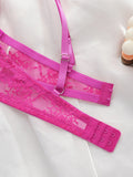New fashionable rose red bra with steel ring lace thin sexy Lingerie semi transparent women's underwear 2635