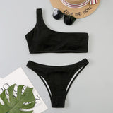 One Shoulder Bikinis 2026 Women Sexy Swimwear Female Brazilian Swimsuit Solid Beachwear Bathers Bathing Swimming Swim Suit