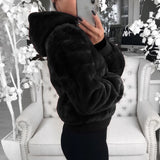 Phantasy Women's Hoodies Women Clothing Streetwear New Style Fashion Hooded Imitation Fur Plush Coat Solid Color Jacket Female