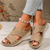 Summer Lightweight Wedges Slippers Women Metal Decor Plus Size 36-43 Beach Sandals Woman Comfortable Printed Platform Sandles