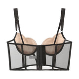 ja-dhāb / mu-thīr Kawaii Voom French Fishbone Bra Set Push up Bustier G-string Large Chest Slimming Anti-Sagging Lingerie Women