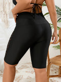 2026 Black High Waist Plus Large Big Size Swimsuit Female Only Pants Long Knees Swimwear Women Solid Swimming Shorts Swim 5XL