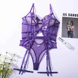 Toucheart Lace Sexy Skinny Babydoll Bodysuit Embroidery Erotic Private Adult Suit Solid Color Patchwork High Waisted Sexy Set