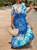 2026 New Colorful Kaftan Tunic Beach Dress Beach Wear Beachwear Beach Cover Up Cover-upsLoose Maxi Dress Female Women V4428