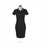 South Korea 2023 New Spring/Summer Dress Small Sexy Slim Fit Temperament Tight Short Sleeve Slim Wrap Hip Short Dress IDEI