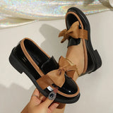 Plus Size 43 Bowknot Loafers Women 2026 Autumn Thick Sole Platform Oxfords Shoes Woman Comfortable Slip On Single Shoes Ladies