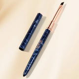 Angled Builder Gel Nail Brush, Firm Nylon Bristles, Copper Ferrule, Marble Handle with Cap, Precision Manicure Sculpting Tool fo