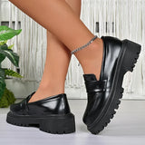 British Style Platform Loafers Women 2026 Plus Size Round Toe Single Shoes Woman Thick Bottom Pu Leather Oxfords Zapatos Mujer