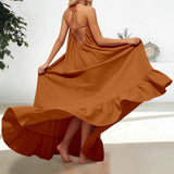 Women Fashion Oversized Dress For Womens Summer Trendy Solid Color Sleeveless Backless Dresses Beach Holiday Wear Sundress
