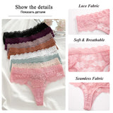 3Pcs Lace Sexy Thongs Women Low-Rise Briefs Sexy Soft Ladies Underwear Trendy Floral Underpants Female Flowery Panty Lingerie