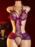 Fancy Underwear Hanging Neck Erotic Suit 18 Crotch Open Temptation Hot Crotchless Lingerie For Woman Of Desire Bold Lencerias