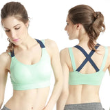 Sports Bra Women Patchwork Cross Back Straps Jogging Gym Crop Top Female Tops Fitness Yoga Shockproof Vest Sport Bras for Women