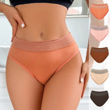 Women's Seamless Butt Lifting Panties Color Block Wave Trim Mid Rise Briefs Soft Comfortable Breathable Intimate Daily Underwear