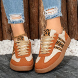 Leopard Stripe Lace Up Flats for Women Plus Size 42 Platform German Training Shoes Woman Non-Slip Thick Sole Sport Running Shoes