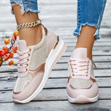 Plus Size 44 Wedges Sneakers Women Fashion Pink Gold Lace Up Platform Sports Shoes Woman Non Slip Thick Bottom Vulcanized Shoes