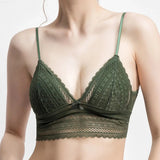 Low Back Bra for Women Deep V Low Cut Backless Bralette floral triangle wire free bralette French underwear